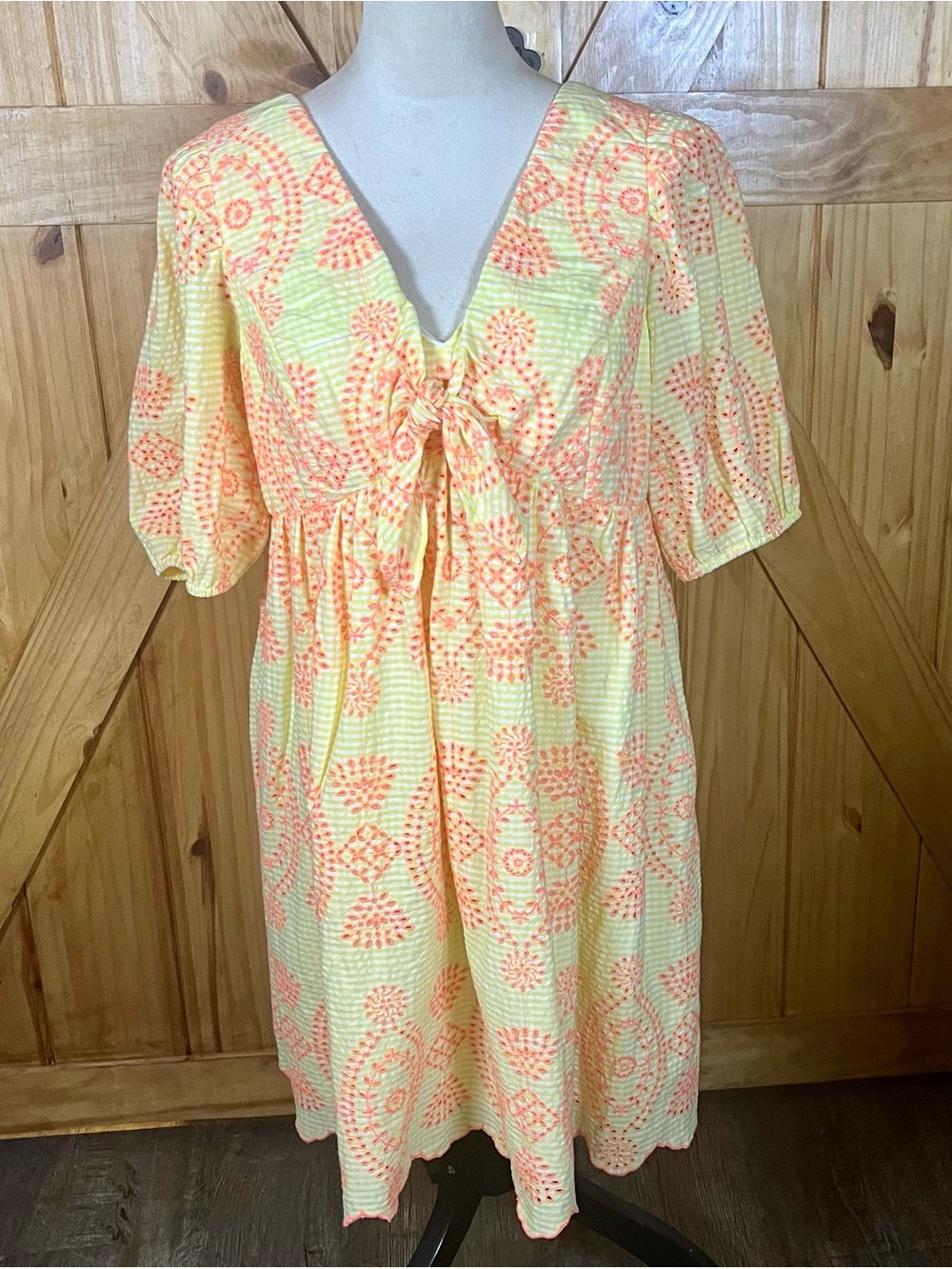 Lilly Pulitzer Yellow & Pink Embroidered Eyelet Dress